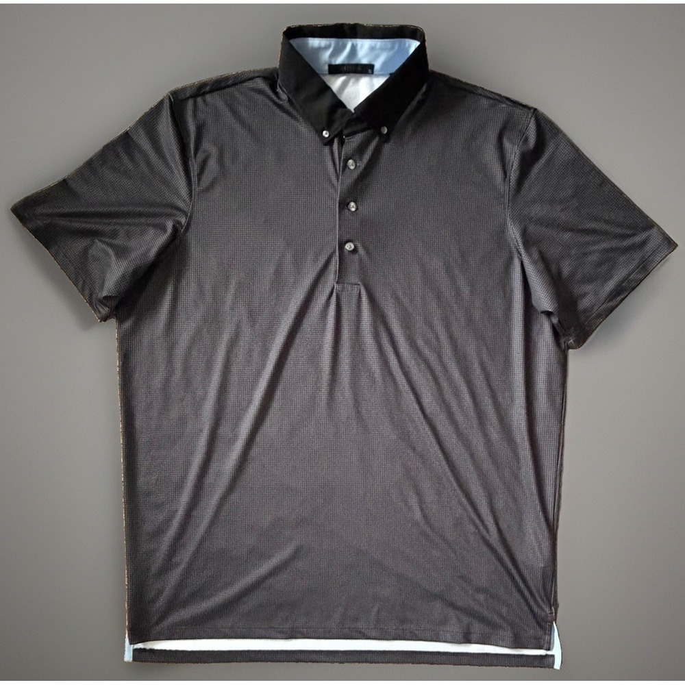 Greyson Golf Short Sleeve Polo Shirt Black Silver Geometric Stretch Logo XL JBHS